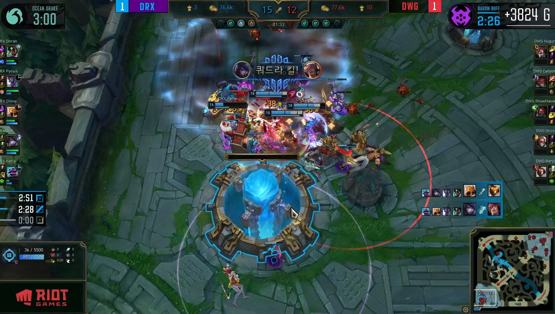 LoL: Deft consegue um quadrakill e DRX salva seu Nexus com 26 de vida