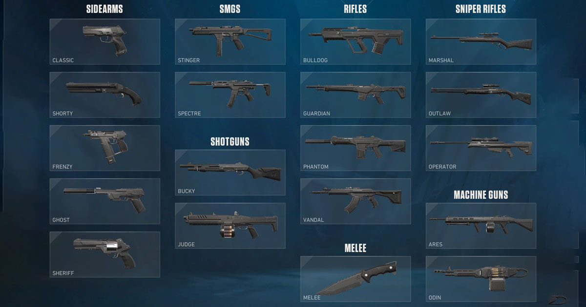 VALORANT: Todas as armas do jogo